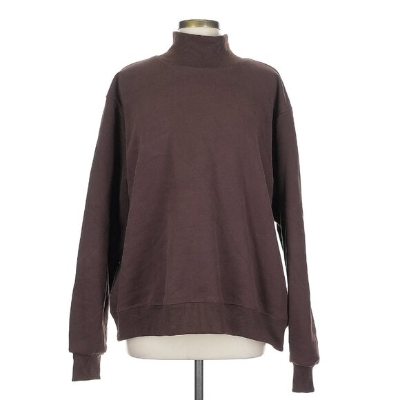 Parke Turtleneck Sweatshirt in Chocolate Brown Large Extra Large - Picture 2 of 4